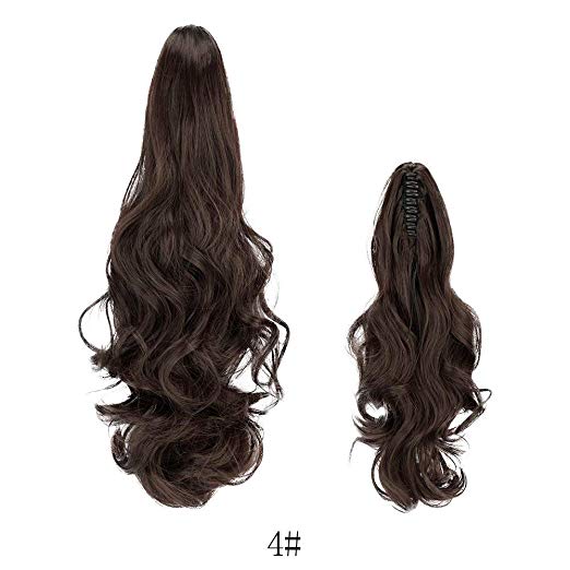 20〞Claw Ponytail Clip in Hair Extensions Hairpiece Synthetic Light Curly Soft Silky Nature Looking Heat-Resisting Different Colors for Women Fashion and Beauty-4#